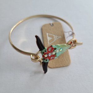 NWT Gold Tone Enamel Longhorn Rhinestone Bracelet